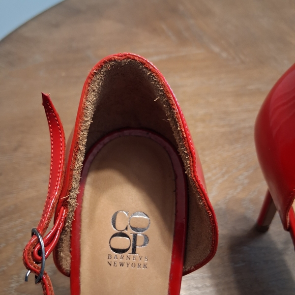 NWOT Barneys New York Red Peep Toe Stiletto Heels 39.5 / 9 - Picture 7 of 8